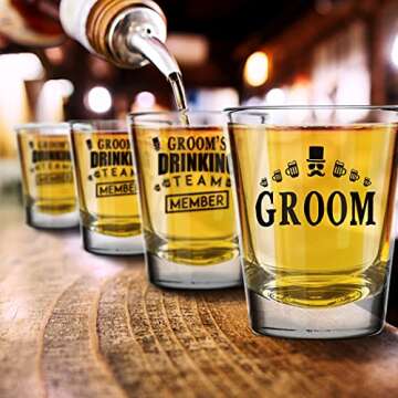 Groom Shot Glass Set for Weddings and Bachelor Parties 12 Pack