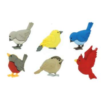 Dress It Up Feathered Friends Buttons and Embellishments - 5 Count Pack - Model 6956