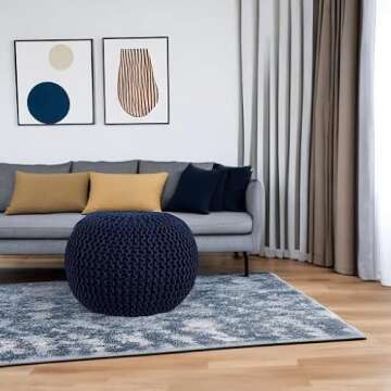 BIRDROCK HOME Round Pouf Ottoman | Cotton Braided Foot Stool with Bean Bag Filling | Boho Foot Rest ...