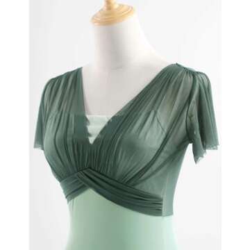 Dayance Green Women Leotards for Ballet, Flutter Sleeve Faux-2 Piece Dance Wear for Recitals