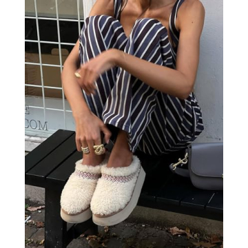 NATRAKI Women's Cozy Platform Slippers for Casual Style