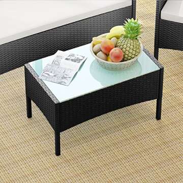 Luckycloud 4 Pieces Outdoor Patio Set with Cushions