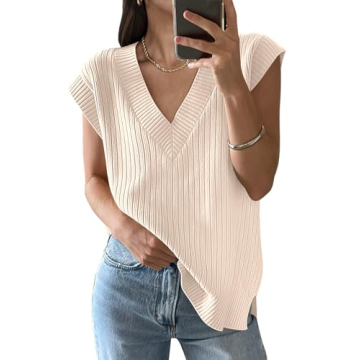 ANRABESS V Neck Sweater Vest - Oversized Sleeveless Top for Summer 2025