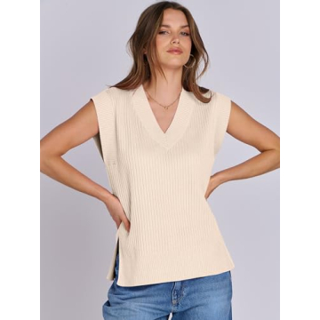 ANRABESS Women’s V Neck Oversized Sweater Vest for Summer