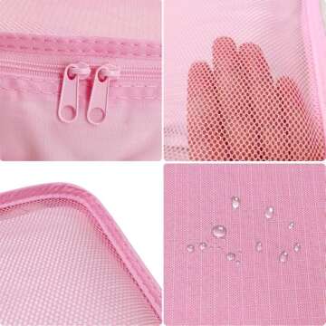 Packing cubes for Travel, CALACH Luggage Organizer Bags 6 Set Packing Cubes for Suitcases Travel Essentials for Carry on Mesh Suitcase Organizer with Shoe Bag (pink)
