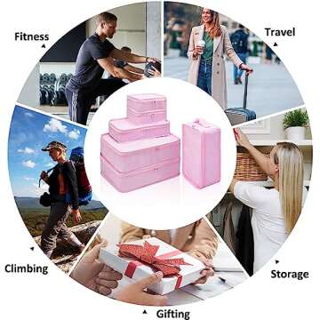 Packing cubes for Travel, CALACH Luggage Organizer Bags 6 Set Packing Cubes for Suitcases Travel Essentials for Carry on Mesh Suitcase Organizer with Shoe Bag (pink)