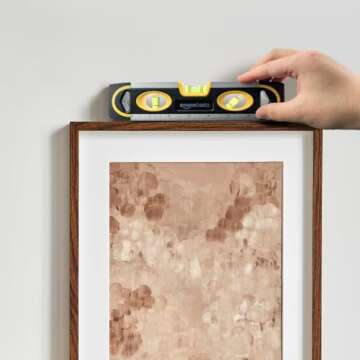 Amazon Basics 9-inch Easy to Use Magnetic Torpedo Level and Ruler, with 180/90/45 Degree Bubbles, Black, Yellow