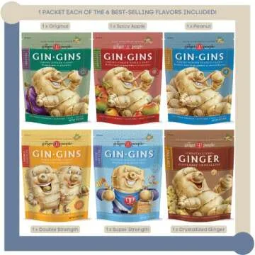 Gin Gins Ginger Chews Variety Pack - 6 Flavors for Nausea