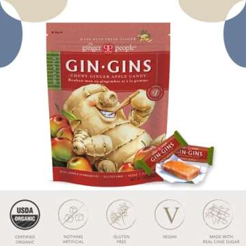 Gin Gins Ginger Chews Variety Pack - 6 Flavors for Nausea