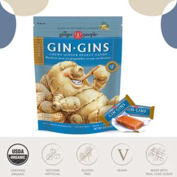 Gin Gins Ginger Chews Variety Pack - 6 Flavors for Nausea