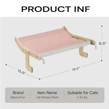 MEWOOFUN Cat Window Perch Lounge Mount Hammock Window Seat Bed Shelves for Indoor Cats No Drilling No Suction Cup (Pink/Grey)