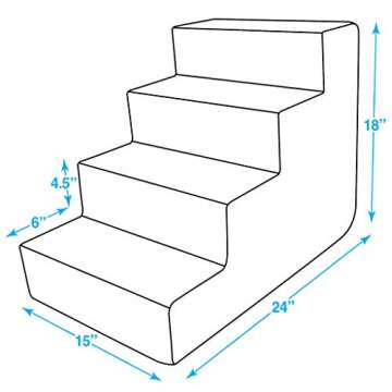 Best Pet Supplies Dog Stairs for Small Dogs & Cats, Foam Pet Steps Portable Ramp for Couch Sofa and High Bed Non-Slip Balanced Indoor Step Support, Paw Safe No Assembly - Ash Gray Linen, 4-Step