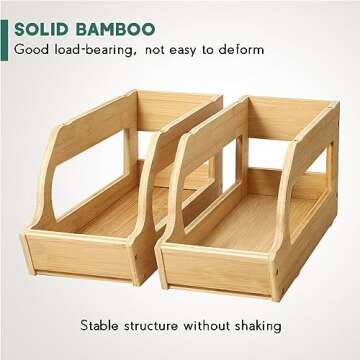 Yumkfoi Bamboo Can Organizers and Storage for Pantry, Soda Can Organizer Beverage Drink Holders, Sta...