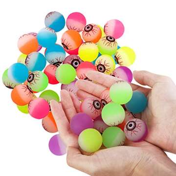 Elcoho 24 Pieces Glow in The Dark Bouncing Eyeballs Halloween Bright Bouncing Balls for Trick or Treat or Halloween Favors