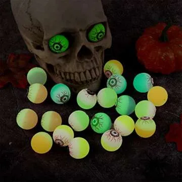 Elcoho 24 Glow in The Dark Bouncing Eyeballs for Halloween