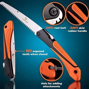 Folding Saw, 8 Inch Rugged Blade Hand Saw, Best for Camping, Gardening, Hunting | Cutting Wood, PVC,...