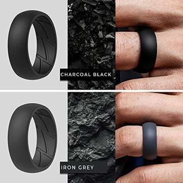 ThunderFit Silicone Wedding Rings for Men - Comfortable & Breathable