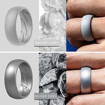 ThunderFit Silicone Wedding Rings for Men - Comfortable & Breathable
