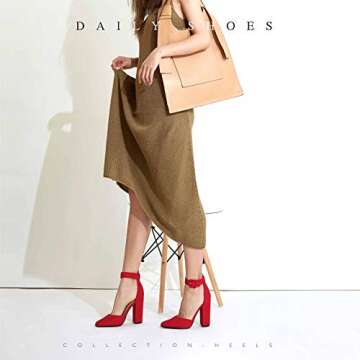 DailyShoes Daily Heels Ankle Strap Women's Chunk High Heel Buckled Ankle Strap Closed Pointed-Toe D'Orsay Sandal Adjustable Sandals Hot Spring Fashion Women Strap Pointy Shoes Philz-03 Red Sv 9