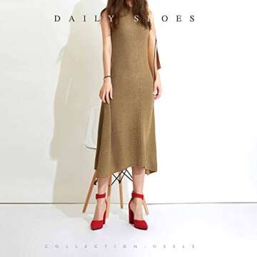 DailyShoes Daily Heels Ankle Strap Women's Chunk High Heel Buckled Ankle Strap Closed Pointed-Toe D'Orsay Sandal Adjustable Sandals Hot Spring Fashion Women Strap Pointy Shoes Philz-03 Red Sv 9