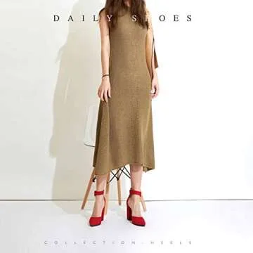 DailyShoes Daily Heels Ankle Strap Women's Chunk High Heel Buckled Ankle Strap Closed Pointed-Toe D'Orsay Sandal Adjustable Sandals Hot Spring Fashion Women Strap Pointy Shoes Philz-03 Red Sv 9