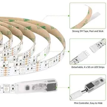 LE LED Strip Lights for TV,6.56Ft RGB Color Changing TV Backlights with Remote, Christmas Gifts for Men & Women, USB Powered Bias Lighting for 32-65 Inch TV, PC, Mirror, Home, Wall Decorations