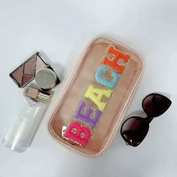 cqoogrlx Stylish Clear Makeup Letter Bag for Women