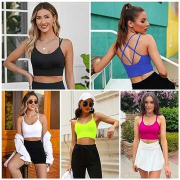 Sykooria Cross Back Sports Bras Strappy Longline Padded Cropped Bras for Yoga Workout Exercise
