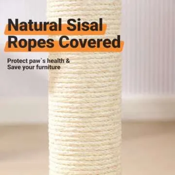 Happi N Pets 22" Cat Scratching Posts for Indoor Cats, Carpet Cat Scratch Post, Sisal Cat Scratcher, Cat Post with Rotatable Hanging Balls & Stable Base, Cat Scratchers for Kittens-Smoky Gray