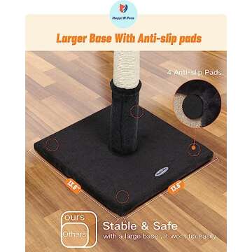 Happi N Pets 22" Cat Scratching Posts for Indoor Cats, Carpet Cat Scratch Post, Sisal Cat Scratcher, Cat Post with Rotatable Hanging Balls & Stable Base, Cat Scratchers for Kittens-Smoky Gray