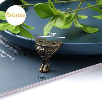 Olldag 24pcs Antique Brass Box Legs, Hardware Jewelry Box Legs Feet, Corner Protector Decorative Jew...