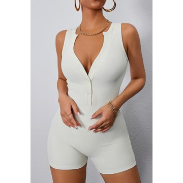 CHYRII Women's V Neck Bodycon Jumpsuit for Yoga