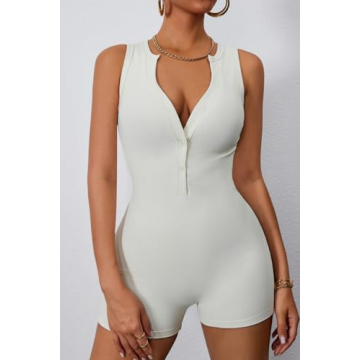 CHYRII Women's V Neck Bodycon Jumpsuit for Yoga