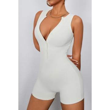 CHYRII Women's V Neck Bodycon Jumpsuit for Yoga