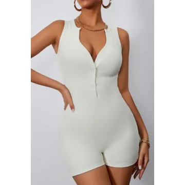 CHYRII Women's V Neck Bodycon Jumpsuit for Yoga