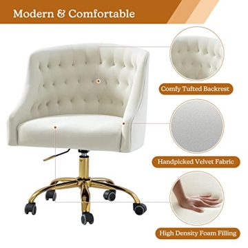 Velvet Office Chair with Gold Base for Stylish Comfort
