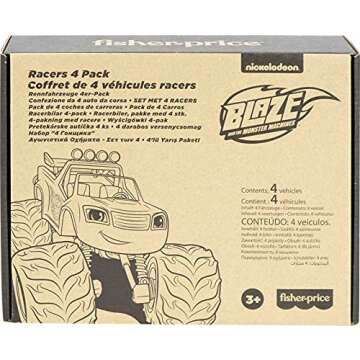 Fisher-Price Blaze and The Monster Machines Diecast Toys, Racers 4 Pack of Push-Along Metal Vehicles...