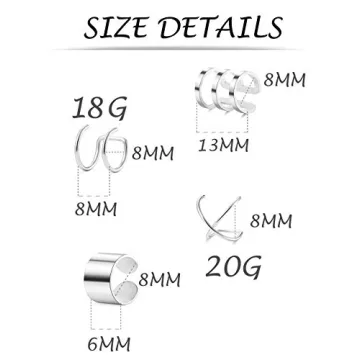 Tornito Adjustable Stainless Steel Ear Cuff Set for All