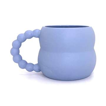 Handmade Blue Mug with Beaded Handle Gift for Coffee Lovers