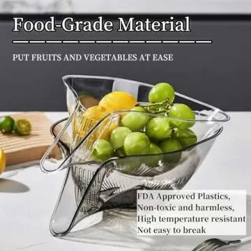 MOTEERLLU Multifunctional Drain Basket with Spout, Kitchen Sink Strainer Drainage Basket Funnel for Food, Kitchen Supplies & Accessories Gadgets for Washing Vegetables & Fruits (Grey)