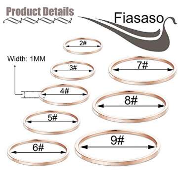 FIASASO 8 Pcs 1mm Stainless Steel Stacking Rings Knuckle Rings Plain Rings Midi Rings Comfort Fit Si...