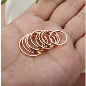 FIASASO 8 Pcs 1mm Stainless Steel Stacking Rings Knuckle Rings Plain Rings Midi Rings Comfort Fit Size 2 to 9 Rose Gold