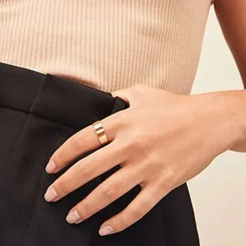 Aojun 14K Gold Filled Ring High Polish Plain Tarnish Resistant Comfort Fit Eternity Wedding Band 1mm 2mm 3mm 4mm 5mm 6mm 8mm Ring for Women Men (Gold-6MM, 9)