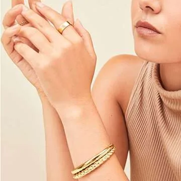 Aojun 14K Gold Filled Ring High Polish Plain Tarnish Resistant Comfort Fit Eternity Wedding Band 1mm 2mm 3mm 4mm 5mm 6mm 8mm Ring for Women Men (Gold-6MM, 9)