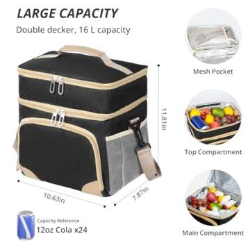 Roamall Large Insulated Lunch Bag for Work and Picnics