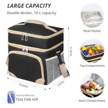 Roamall Large Insulated Lunch Bag for Work and Picnics