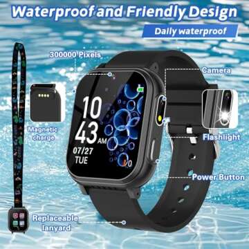 Kids Waterproof Smart Watch with 32 Games and Dual Camera