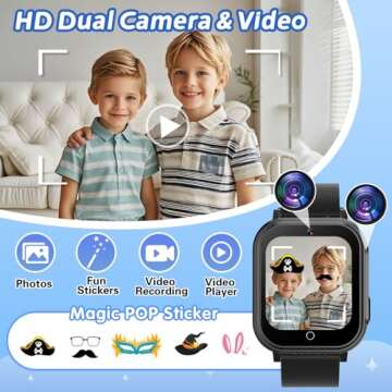 Kids Waterproof Smart Watch with 32 Games and Dual Camera