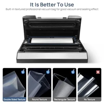 Vakumar Liquid Vacuum Sealer Machine, 90Kpa Vacuum Sealer Machine Preservation Dry/Moist/Liquid Modes, LED Indicator Light, Handle Locked Design, Built-in Cutter and Bag Storage, Removable Drip Tray