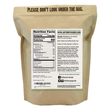 Anthony's Black Sesame Seeds - Organic, Gluten-Free, Versatile
